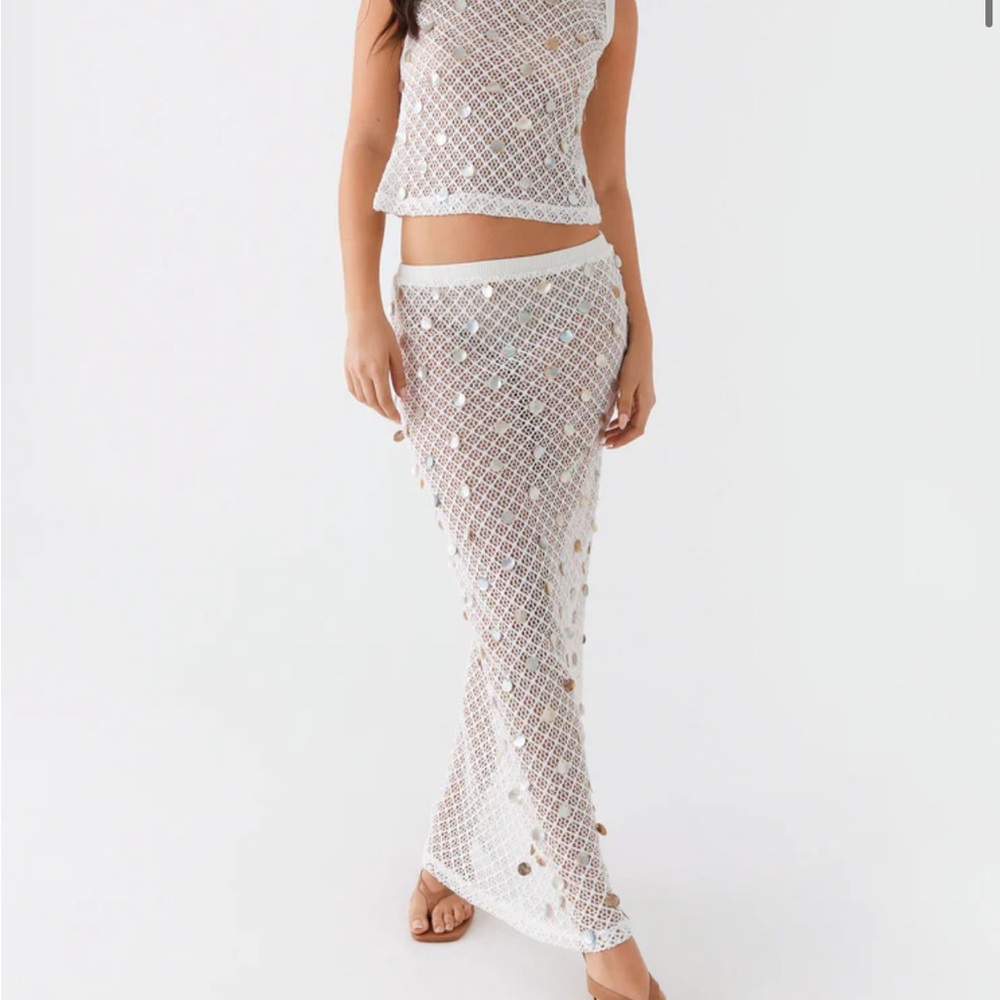 Peppermayo Lovina Shell Knit Maxi Skirt - White
